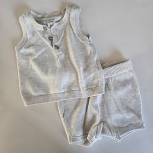 Carter's Light Tan Knit Baby Short And Sleeveless Top Set 6m
